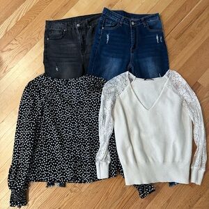 Women’s 4 piece Clothing Bundle - size M - 2 tops and 2 jeans